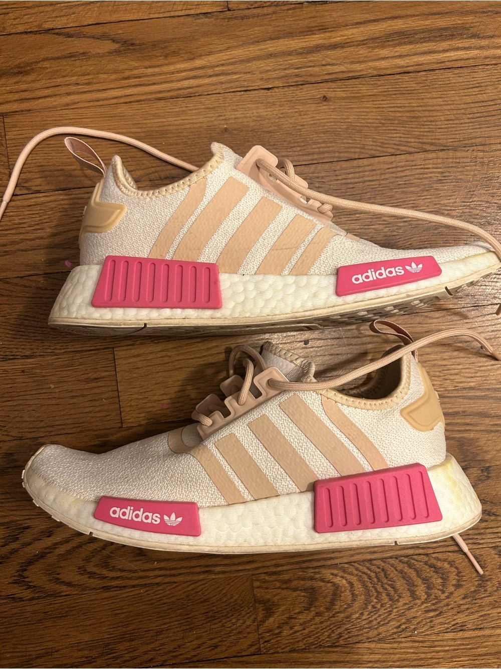 adidas NMD R1 Cream with Pink Accents Sneakers